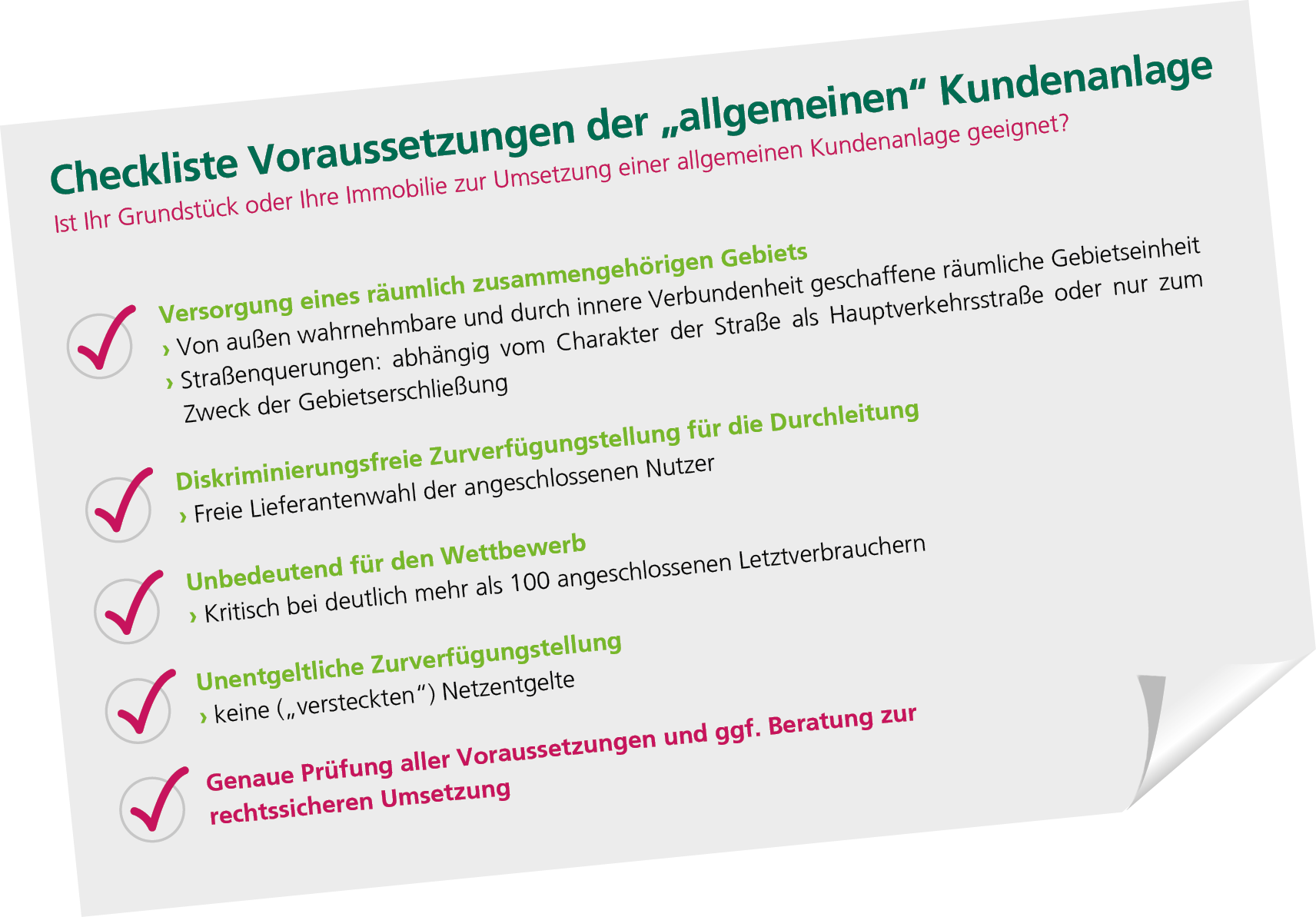 Checkliste Voraussetzungen der "allgemeinen" Kundenanlage