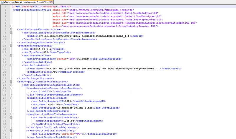 elektronische Rechnung im XRechnung Format