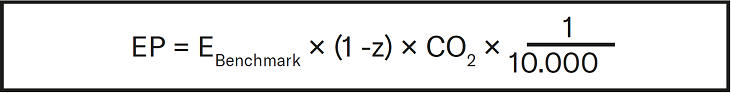 EP = EBenchmark × (1 -z) × CO2 × 1/10.000