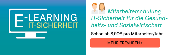 Banner Mitarbeiterschulung IT-Sicherheit in der Gesundheits- und Sozialwirtschaft