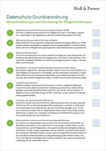 Checkliste DSGVO für Pflegeheime